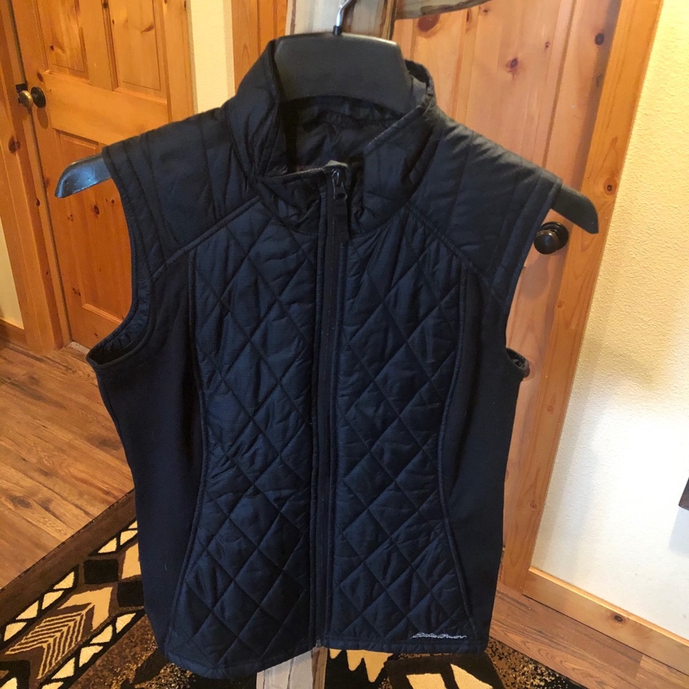 Black thin quilted vest
